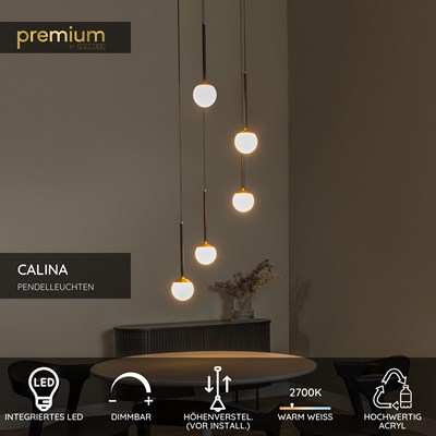 Lucide CALINA - Pendelleuchten - Ø 42 cm - LED Dim. - 5x8,2W 2700K - Schwarz | Premium